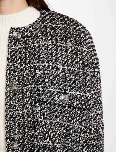 Oversize jacket metallised threads black ladies'