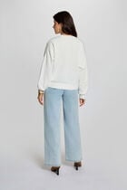 Embroidered knit sweater white women