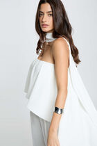 Fluid strapless jumpsuit white women