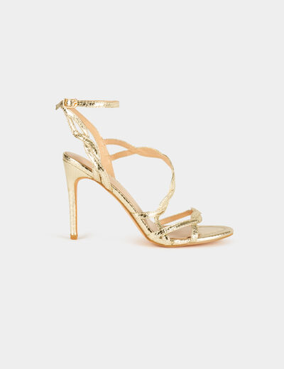Sandals intertwined straps gold ladies'