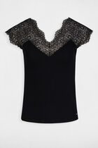 Vest top with wide straps and lace navy blue women