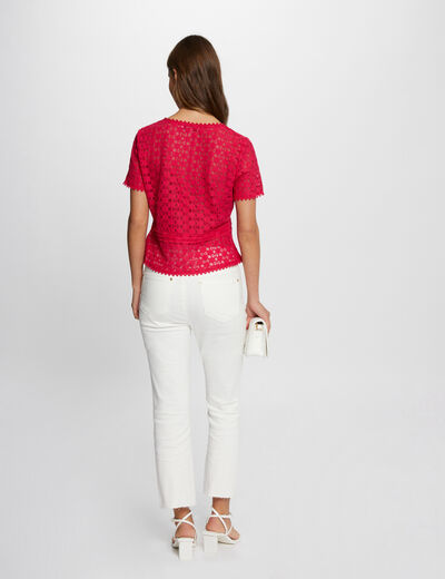 Short-sleeved t-shirt with lace raspberry ladies'