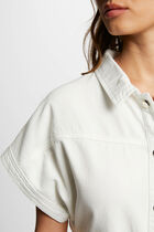Mini fitted denim dress ecru women