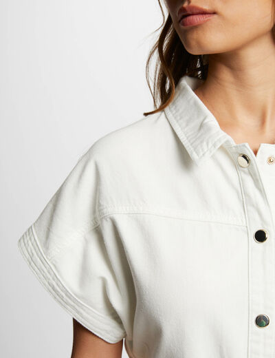 Mini fitted denim dress ecru women
