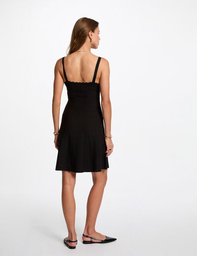 A-line mini knitted dress black women