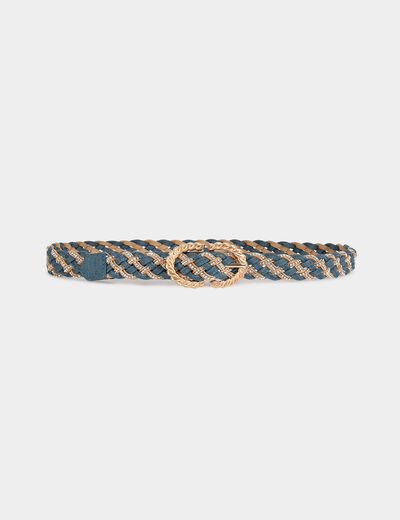 Braided denim belt stone wash denim women