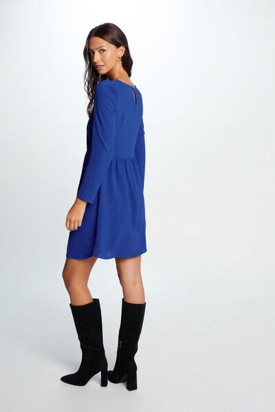 Fitted shirred mini dress electric blue ladies'