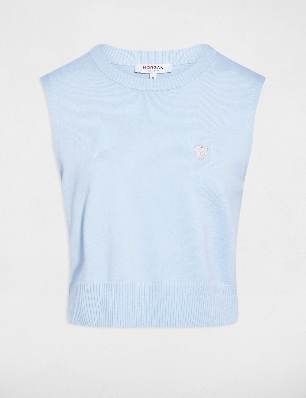 Sleeveless embroidered sweater sky blue women