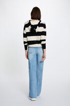 Striped sweater with hood navy blue women