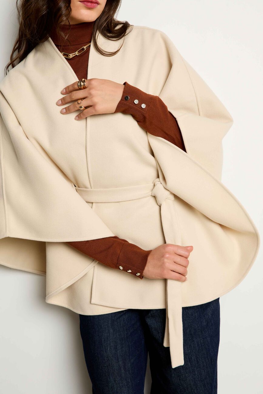Belted cape ivory women