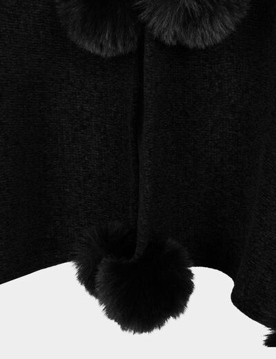 Poncho with pom-poms black women