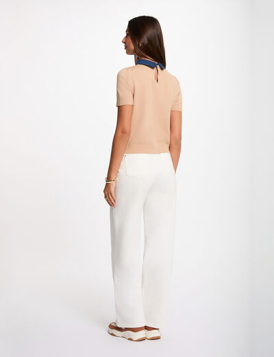 Sweater with a folded collar camel women