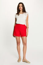 High-waisted shorts bright red women