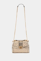 Quilted and metallised flap bag gold yellow women