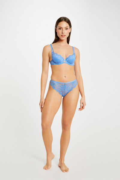 Lace Brazilian brief blue ladies'