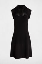 Robe tricot courte trapèze noir femme