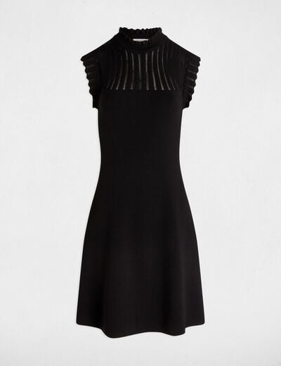 A-line mini knitted dress black women