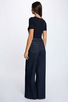 Fitted V-neck sweater navy blue women