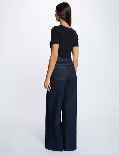 Fitted V-neck sweater navy blue women