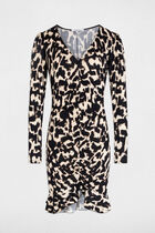 Robe courte ajustée imprimée multicolore femme