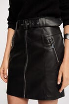 Jupe courte simili cuir noir femme