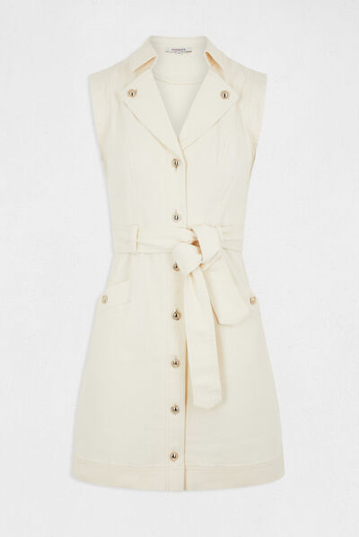 Straight buttoned and belted dress  ladies'