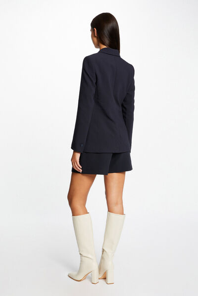 Loose city shorts with darts navy ladies'