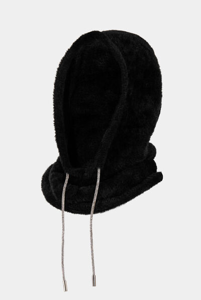 Faux fur balaclava black ladies'