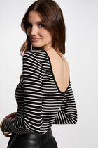 Striped long-sleeved t-shirt black women