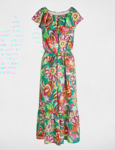 Printed flared midi dress multicolor women