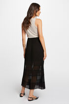 Midi A-line pleated skirt black women
