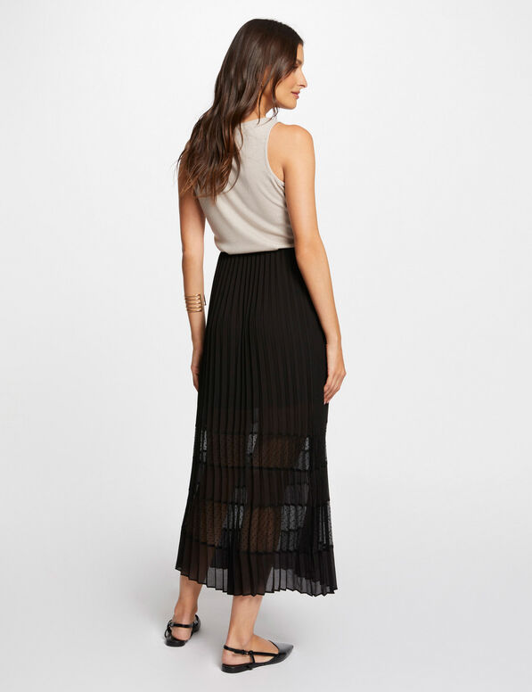 midi a line pleated skirt black women Midi A-line pleated skirt black women