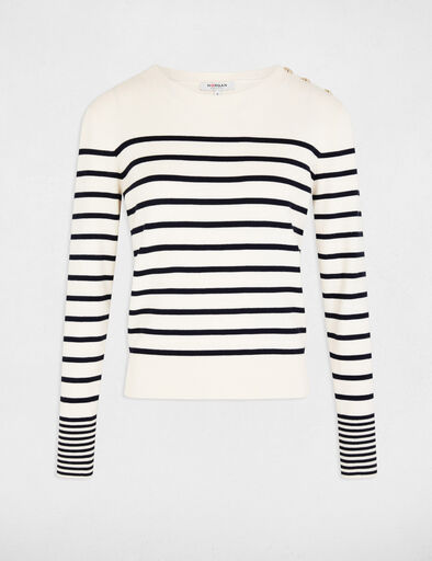 long sleeved jumper with stripes ecru women Long-sleeved jumper with stripes ecru women