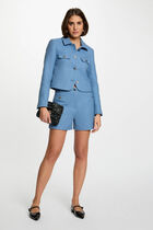 Straight tweed shorts grey denim women