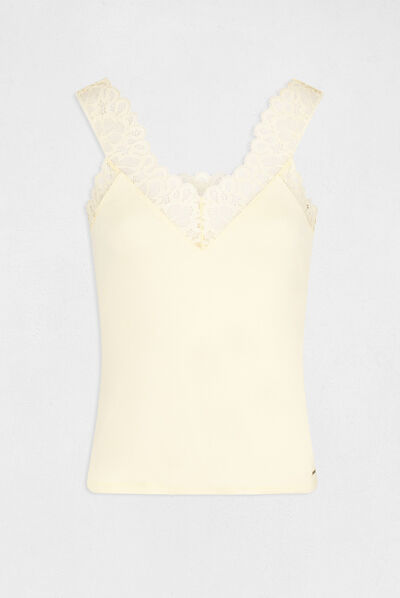 Vest top wide straps with lace straw yellow ladies'