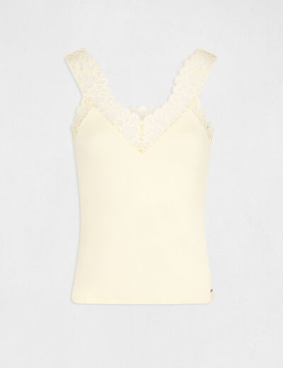 Vest top wide straps with lace straw yellow ladies'