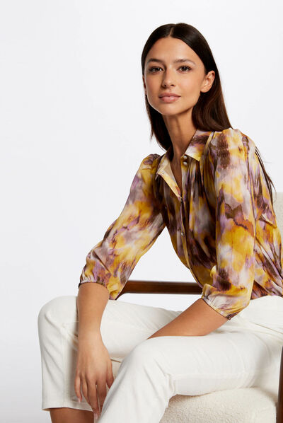 3/4-length sleeved shirt abstract print multico ladies'