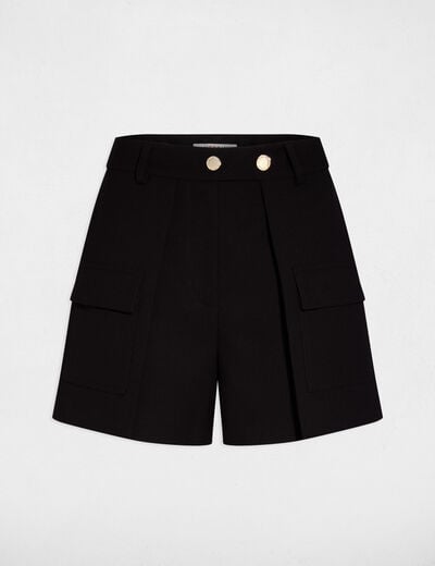 Straight shorts flap pockets black women