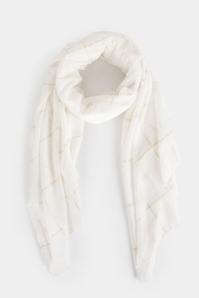 Scarf with check print gold ladies'