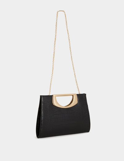 Clutch bag with croc effect black ladies'