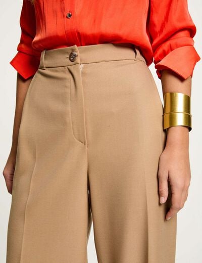 Wide leg trousers with darts camel women