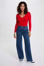 Fitted V-neck sweater red women