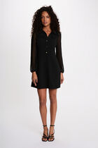Short dress with lapel collar black women