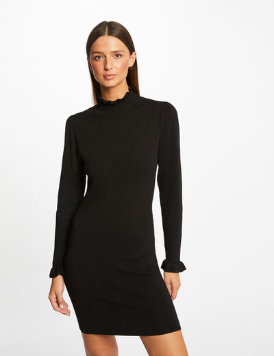 Fitted jumper dress with high collar black ladies'