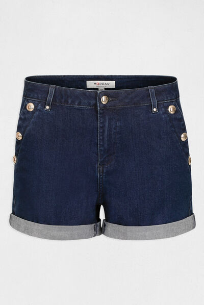 Slim denim shorts with sailor¿s effect raw denim ladies'