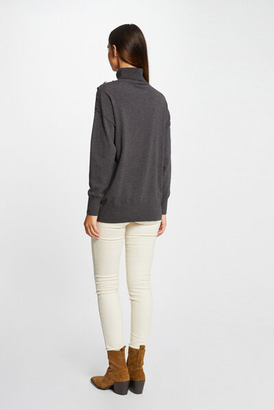 Long-sleeved jumper with turtleneck anthracite grey ladies'