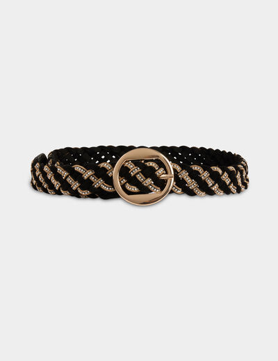 Wide suede belt black women