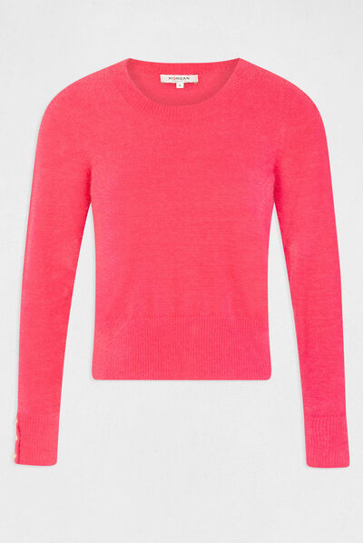 Long-sleeved jumper with round neck fuchsia ladies'