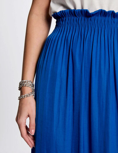 Flowy long skirt with elastic waist electric blue women
