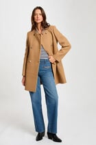Buttoned long coat camel women